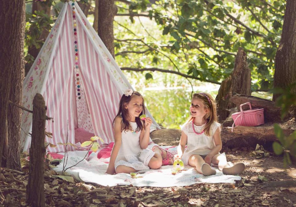 Girls in a Pink Tee Pee