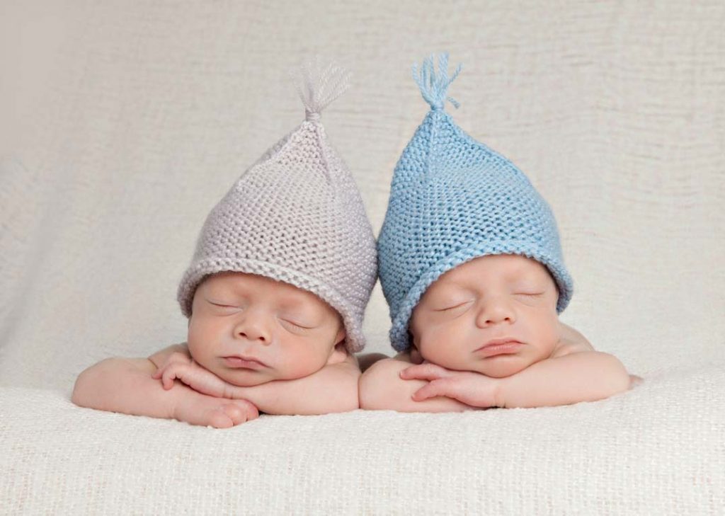 Newborn Twin Boys in Beanies Newborn Photography Melbourne