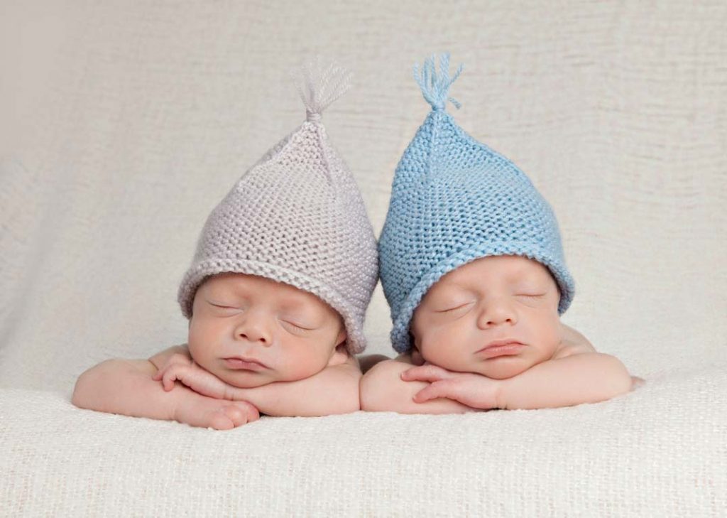Newborn Twin Boys in Beanies Newborn Photography Melbourne