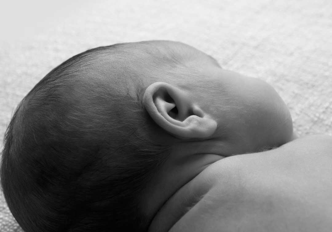 B&W Newborn Face and Ear Close up Newborn Photography Melbourne