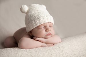 Newborn Girl in Cream Hat Newborn Photography Melbourne