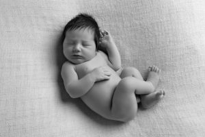 Black and White Baby Sleeping Newborn Photography Melbourne