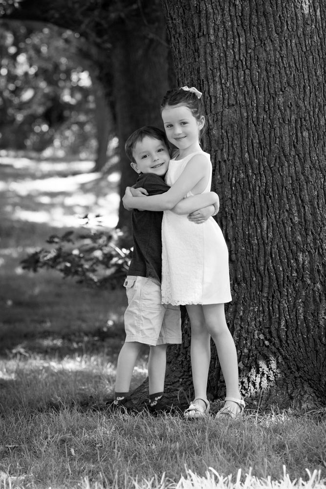 Gisborne Family of Kids in B&W