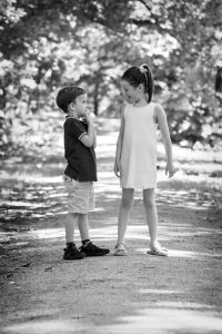 Gisborne Family of Kids in B&W